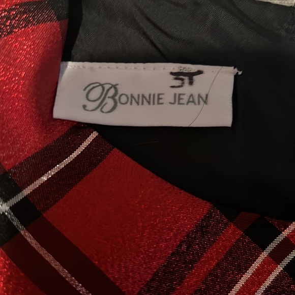 Red Plaid Holiday Dress with Bow - Picture 2 of 3